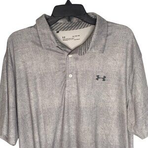 Under Armour Polo Shirt Mens XL Gray HeatGear Loose Golf Performance SS